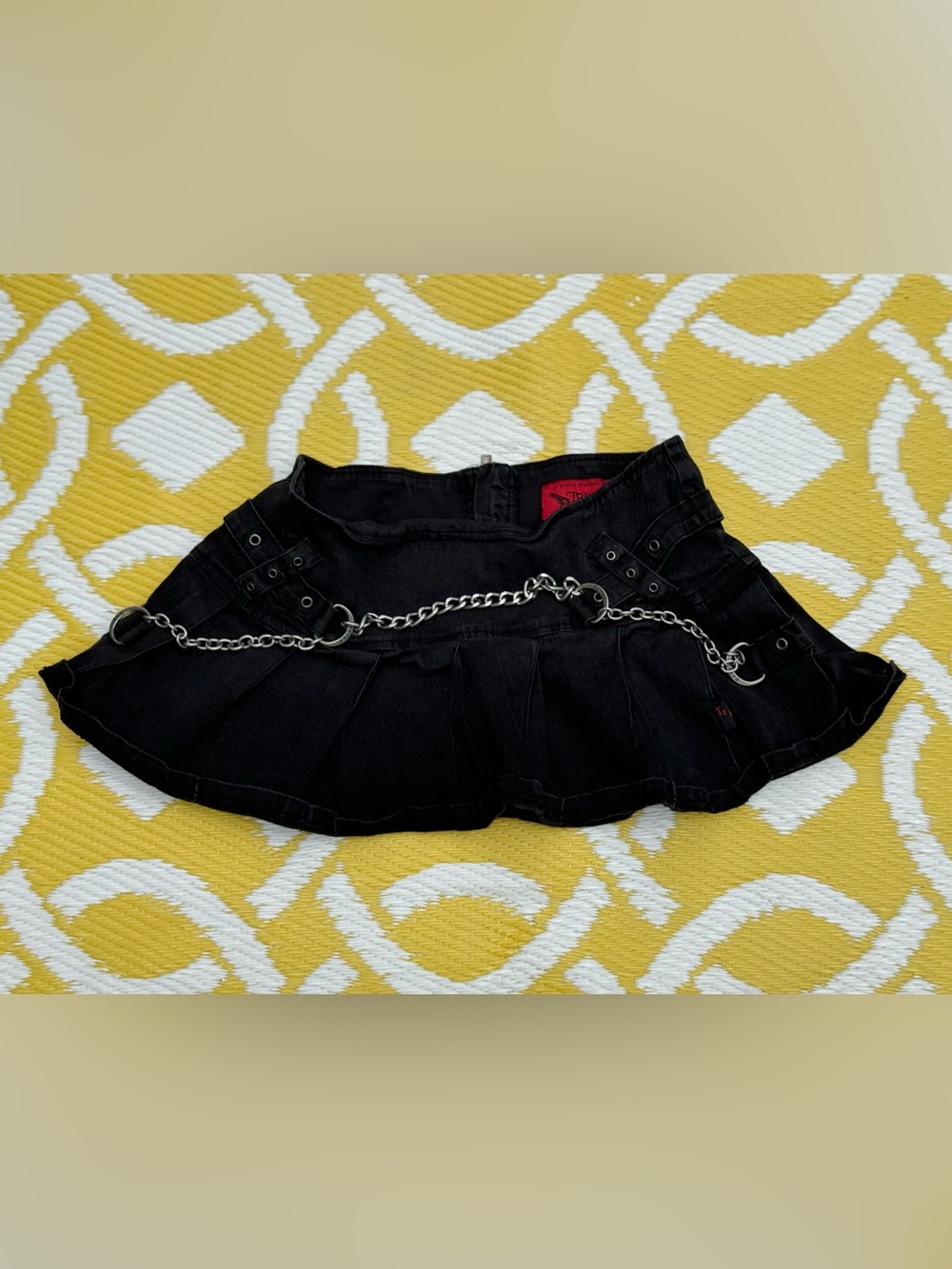 Tripp NYC Black Mini Skirt with Silver Chain Detail